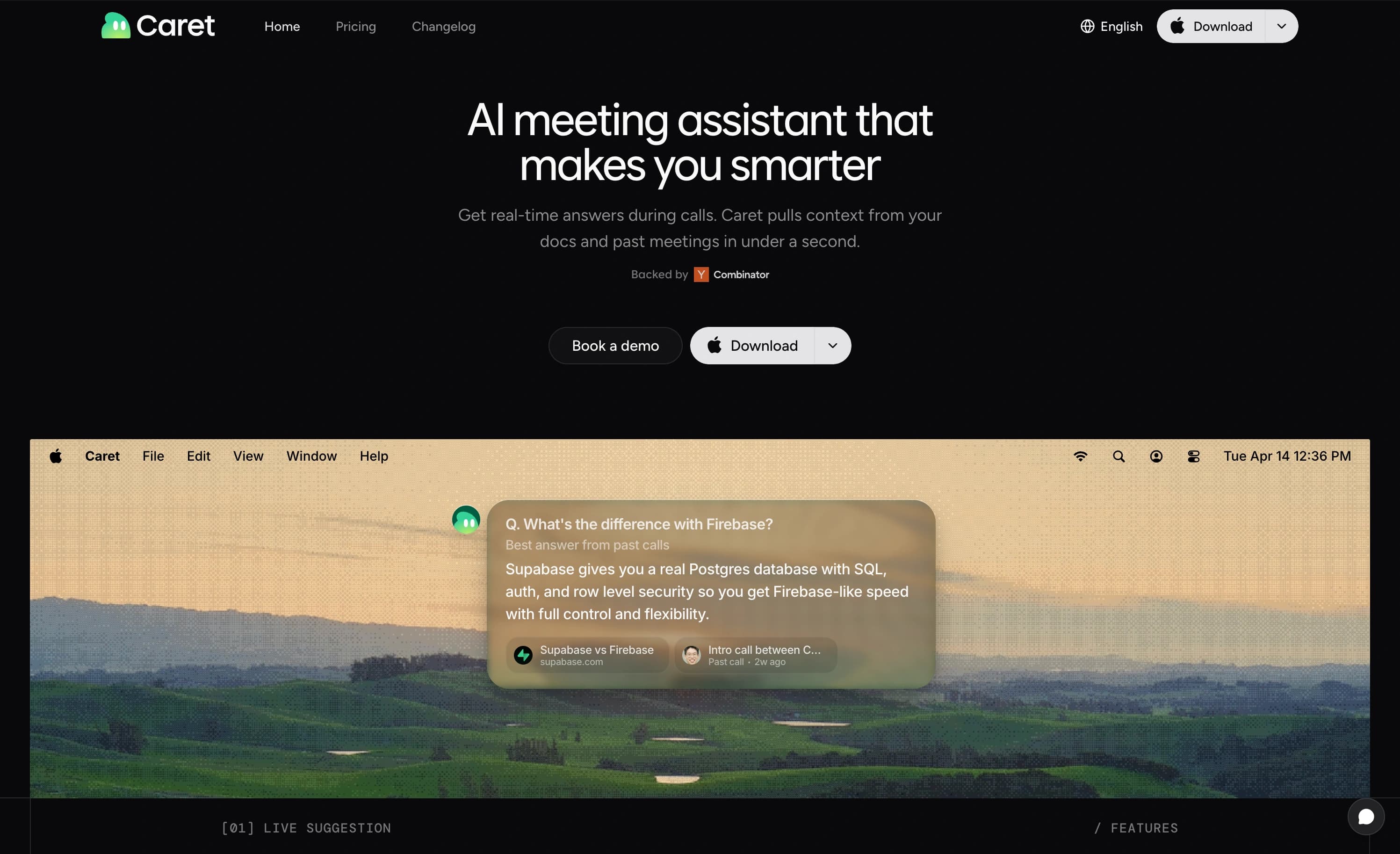 caret.so landing page